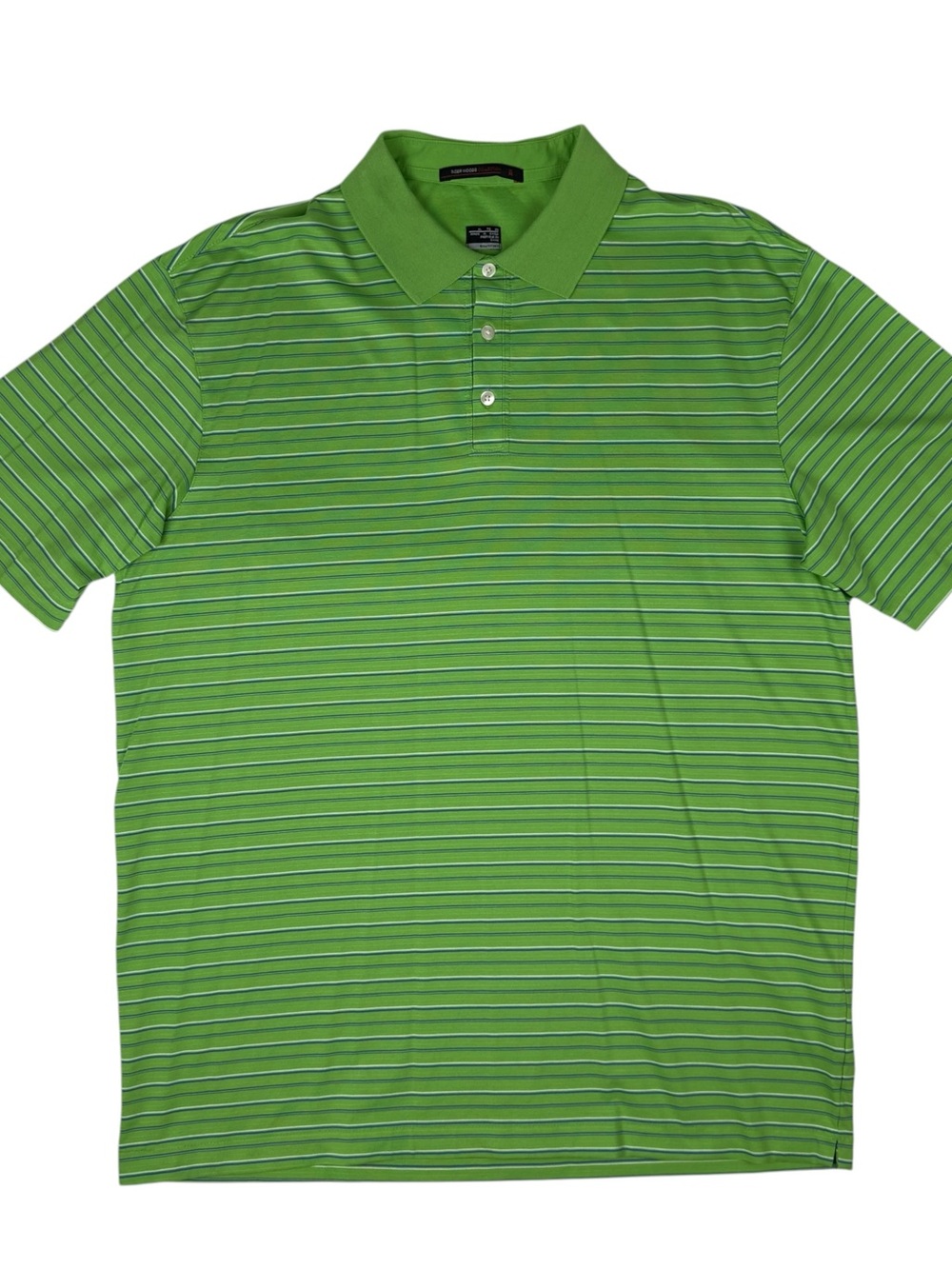 Nike Tiger Woods Collection Men XL Green White Striped Fit Dry Golf Polo Shirt